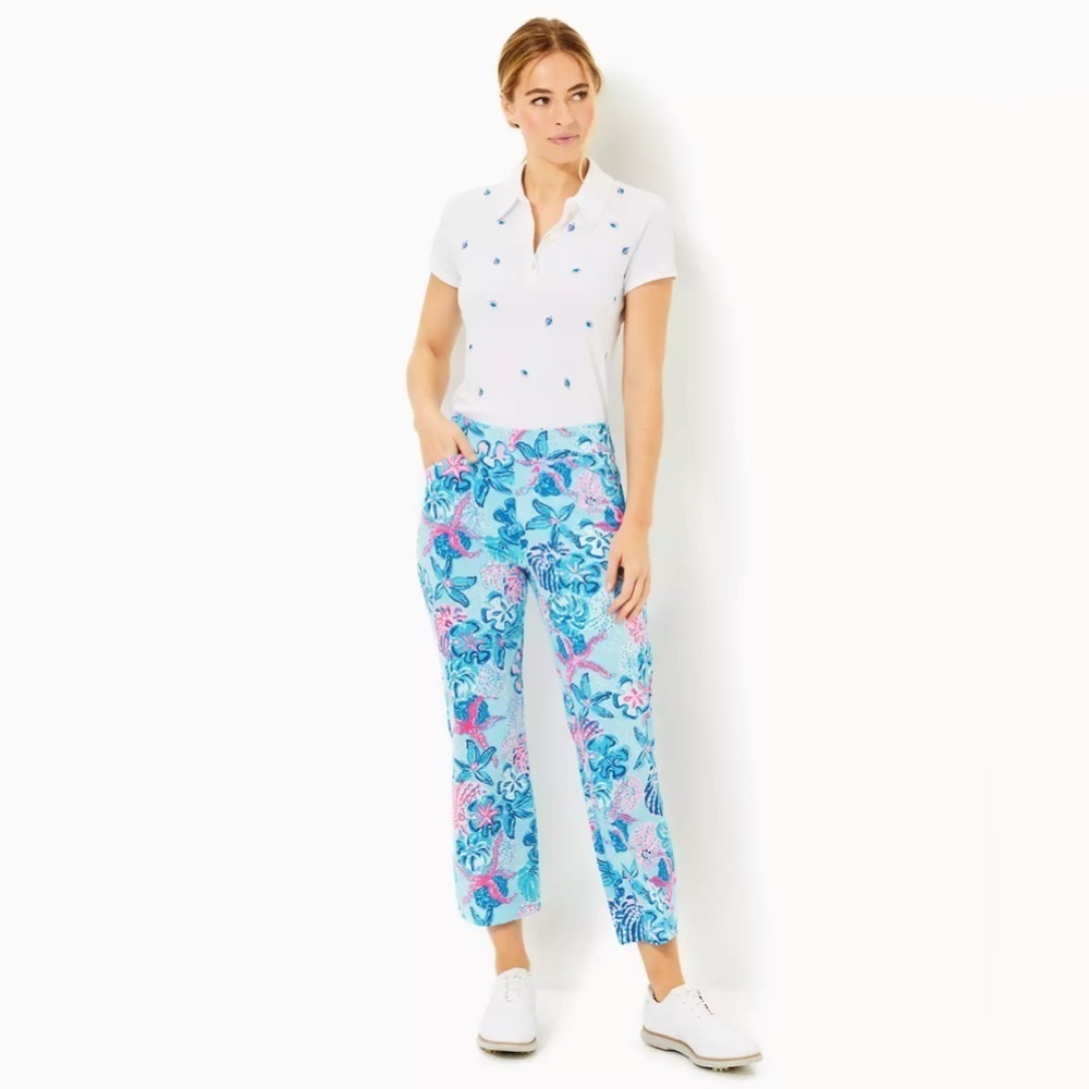 NWT Lilly‎ Pulitzer UPF 50+ Luxletic 26" Alston Crop Pant Bahamas Beachcomber 00